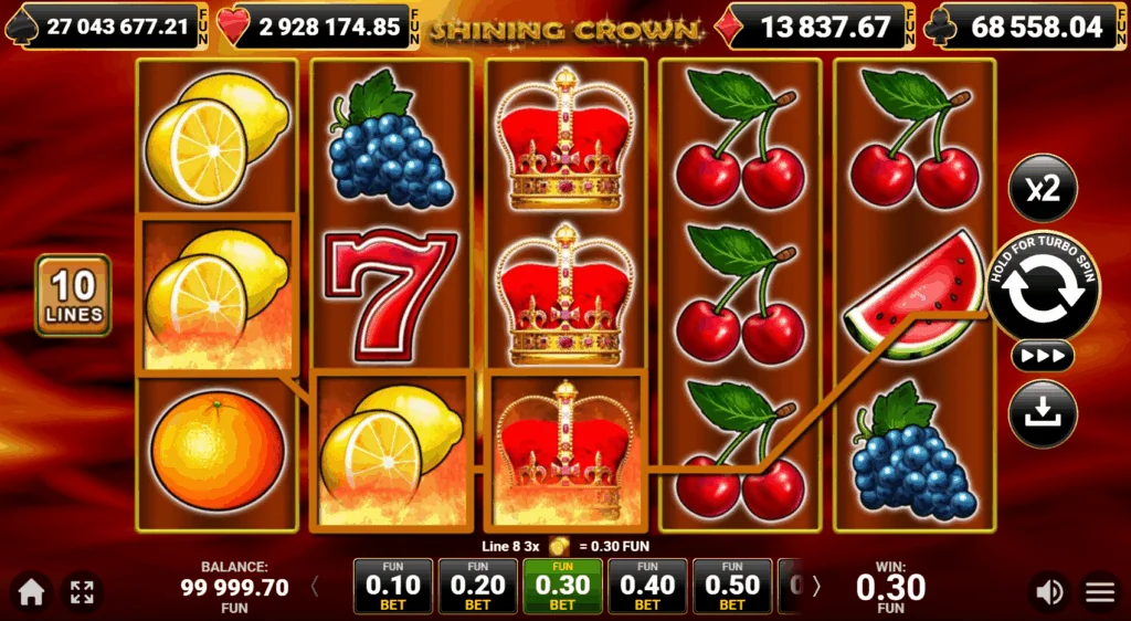 Shining Crown slot game screenshot
