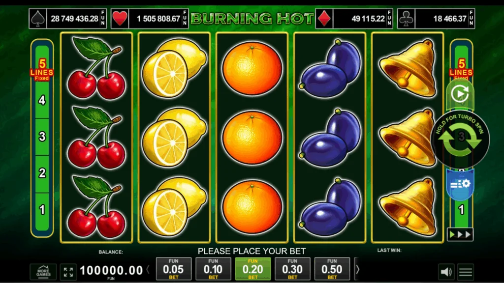 Burning Hot slot game screenshot