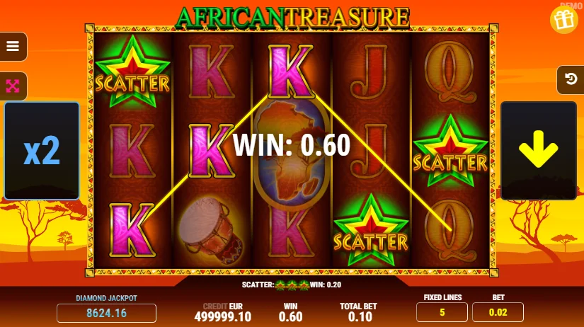 African Treasure slot features and rtp