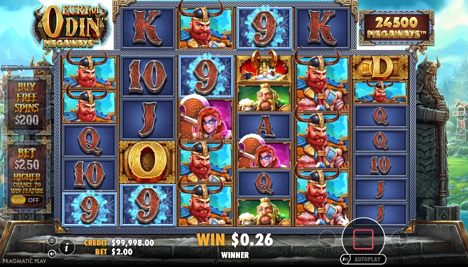 Fury of Odin Megaways slot game screenshot