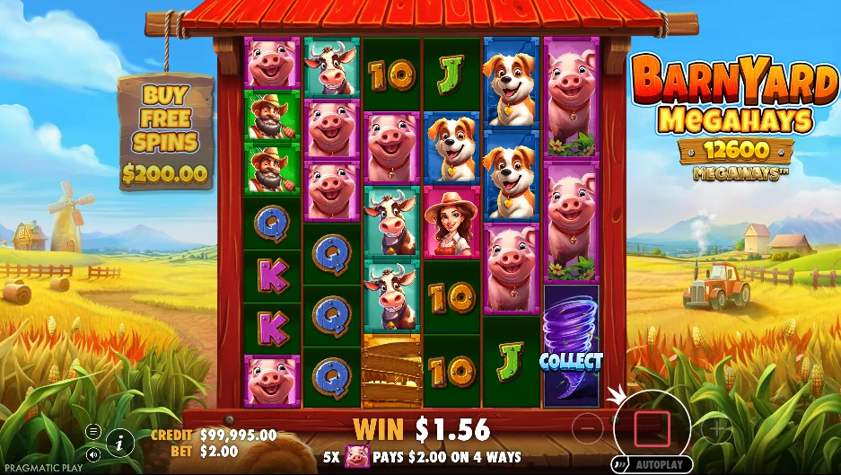 Barnyard Megahays Megaways slot game screenshot