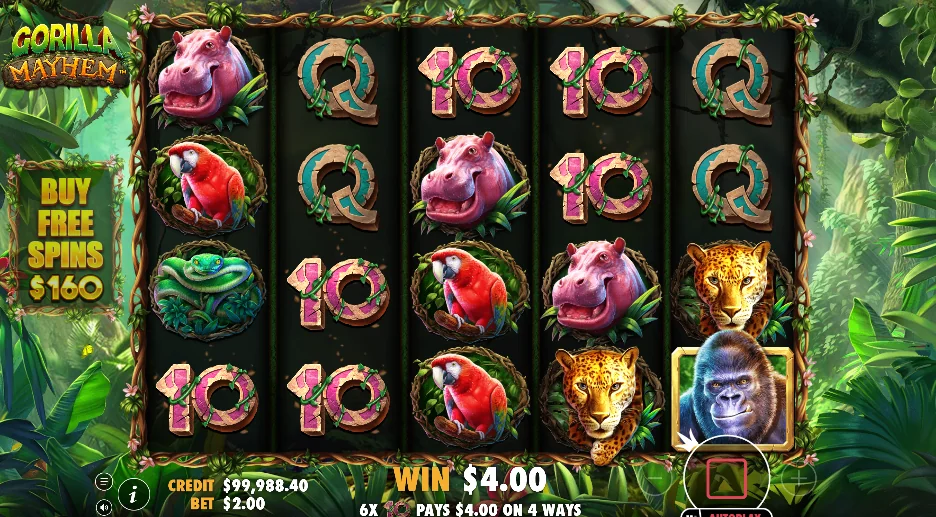 Gorilla Mayhem slot features and rtp