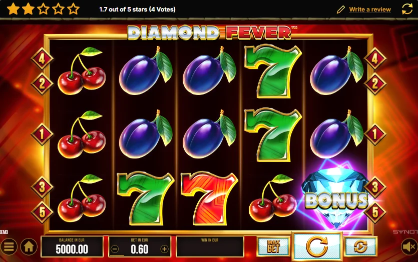 Diamond Fever slot game screenshot