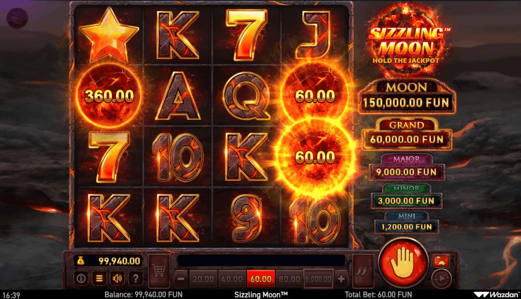 Sizzling Moon slot game screenshot