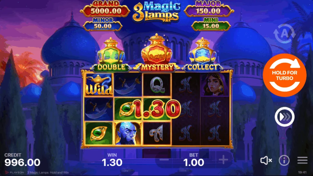 3 Magic Lamps slot game screenshot
