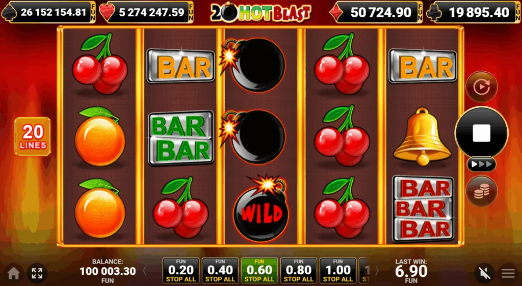 20 Hot Blast slot game screenshot
