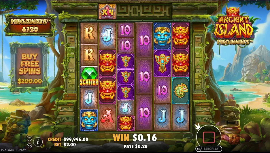 Ancient Island Megaways slot game screenshot