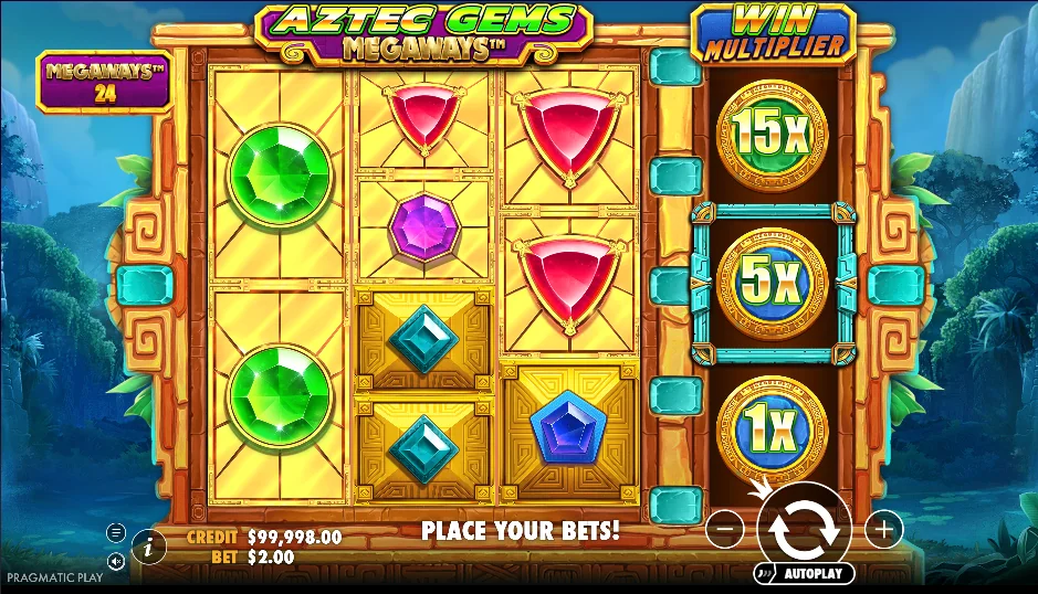 Aztec Gems Megaways slot game screenshot