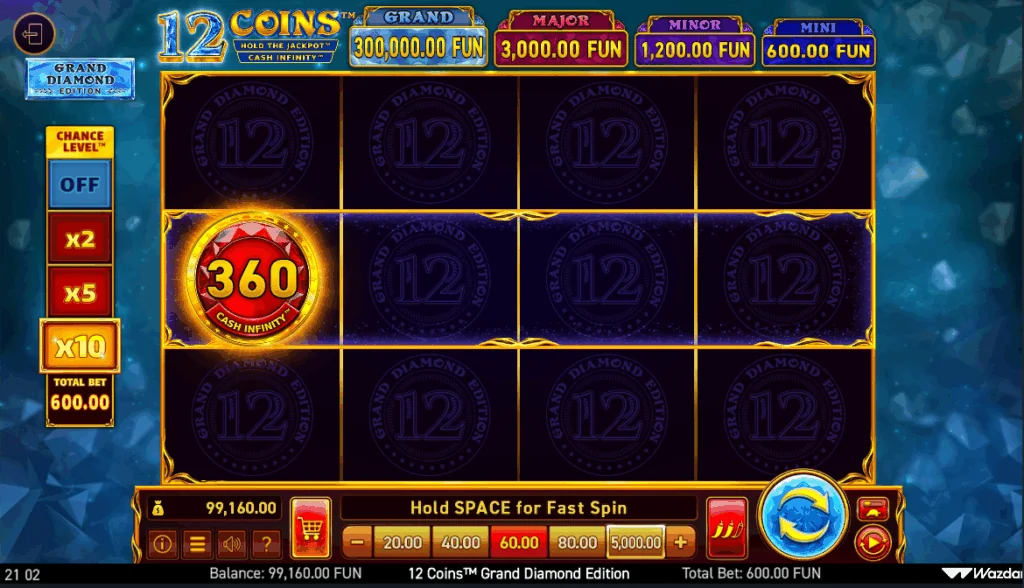 12 Coins Grand Diamond slot game screenshot
