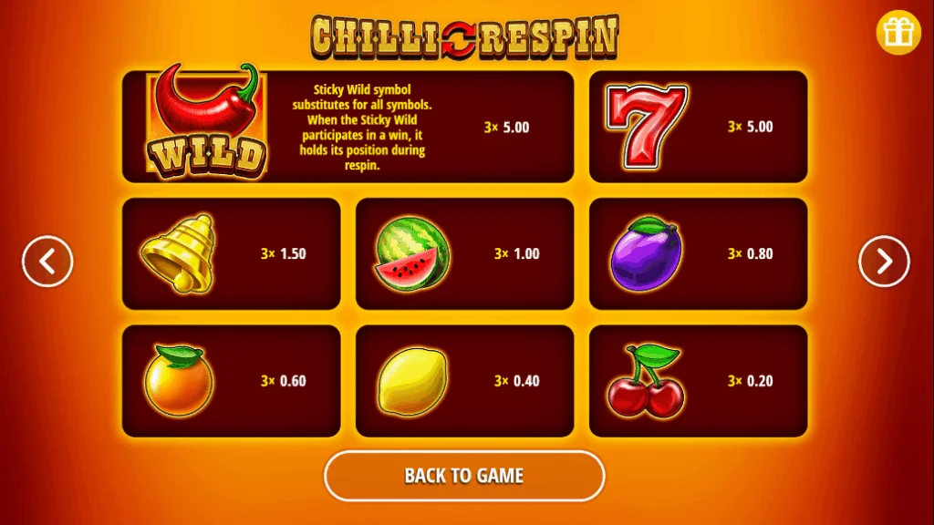 how to play Chilli Respin slot game
