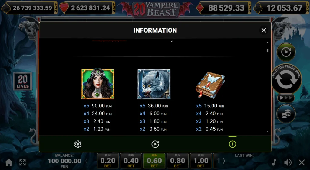 how to play 20 Vampire Bites slot game