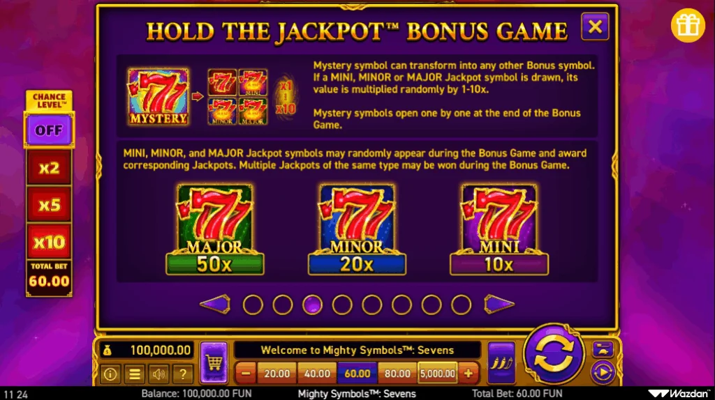 how to play Mighty Symbols: Sevens slot game