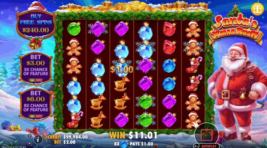 Santa’s Xmas Rush slot features and rtp
