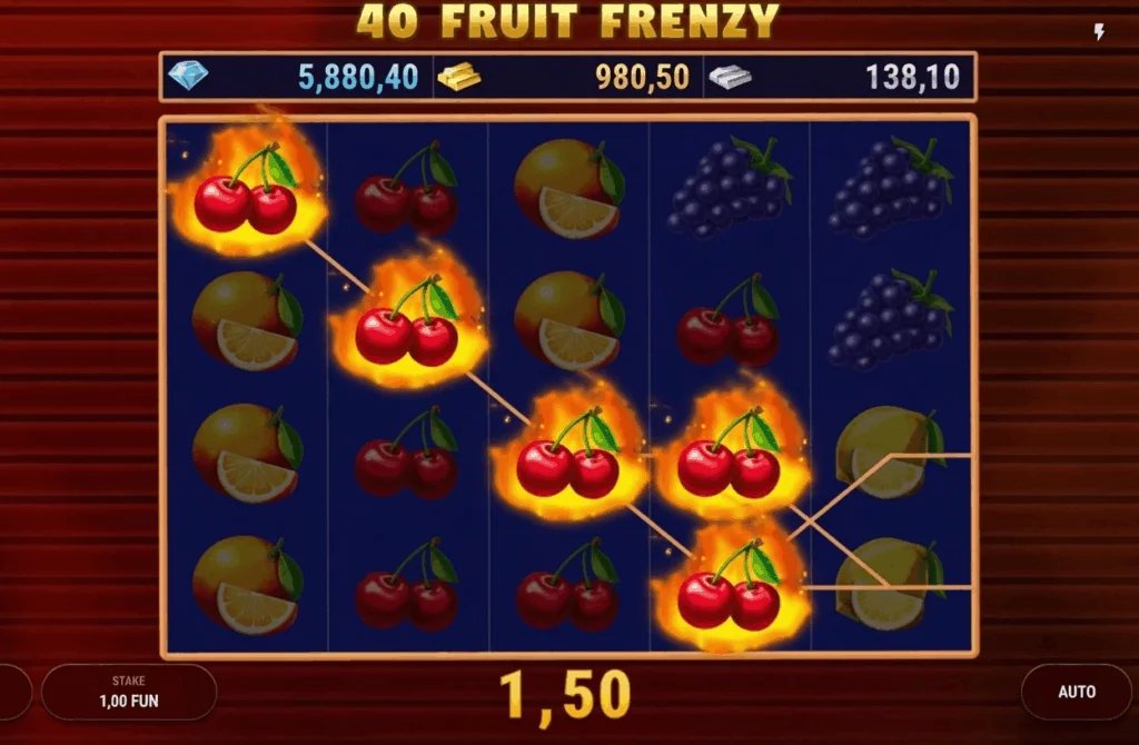 40 Fruit Frenzy slot features and rtp