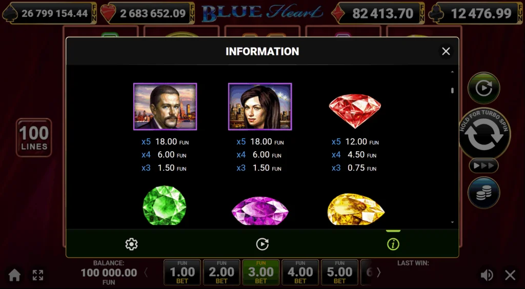 how to play Blue Heart slot game