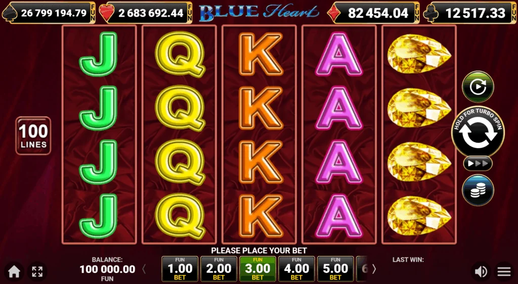 Blue Heart slot game screenshot