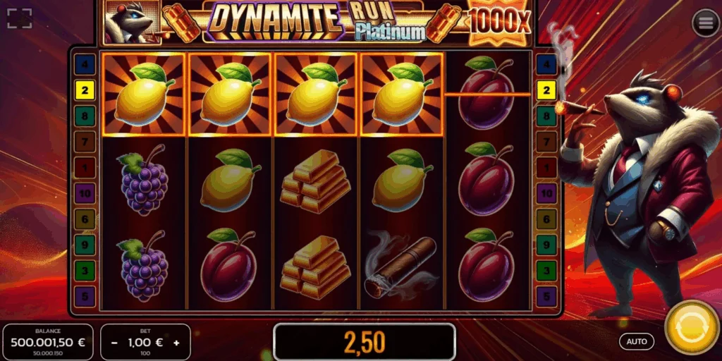 Dynamite Run Platinum slot features and rtp