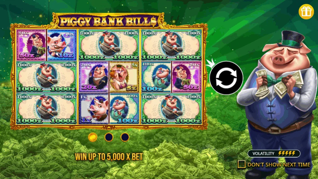 Piggy Bank Bills slot game screenshot
