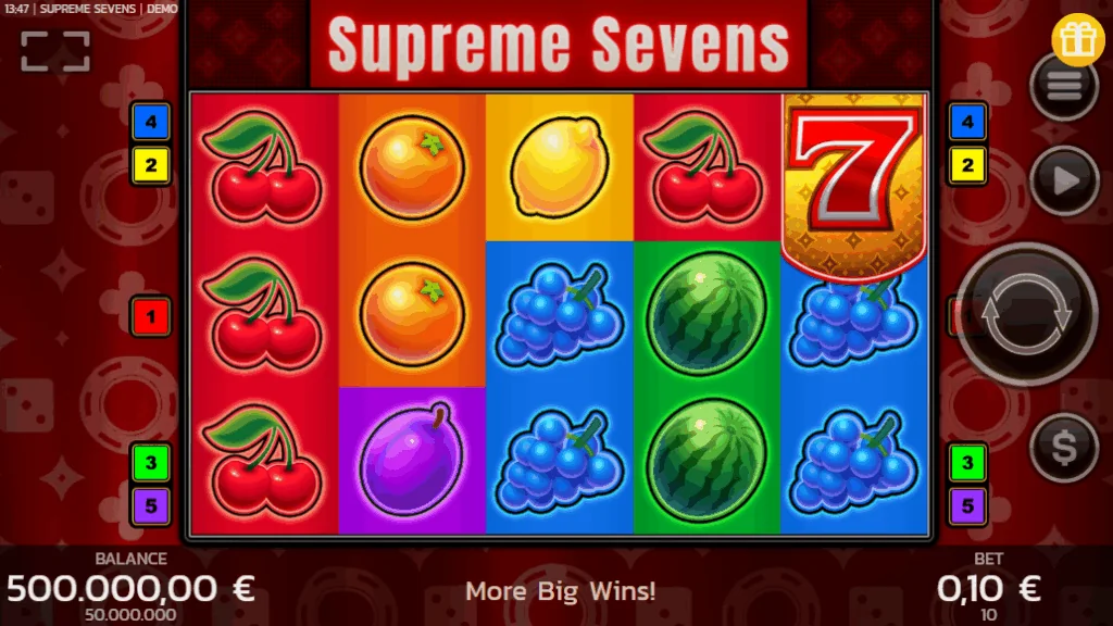 Supreme Sevens slot game screenshot