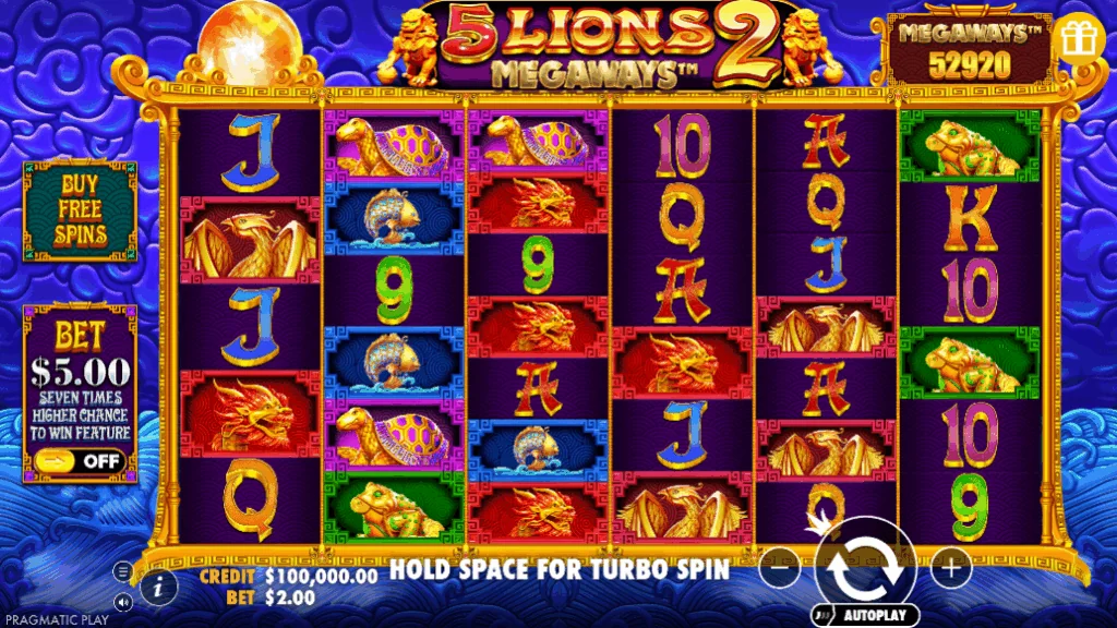 5 Lions Megaways 2 demo gameplay