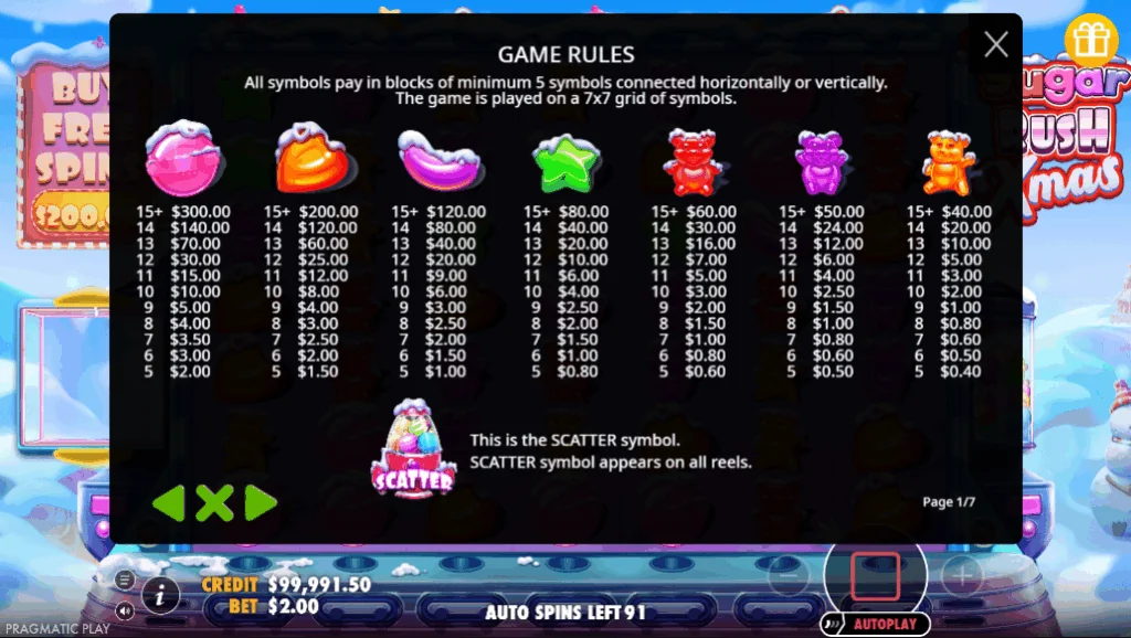 how to play Sugar Rush Xmas slot game