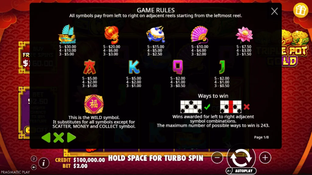 how to play Triple Pot Gold slot game