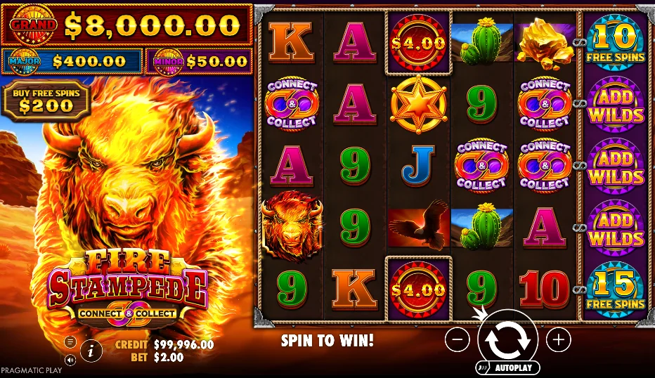 Fire Stampede slot game screenshot
