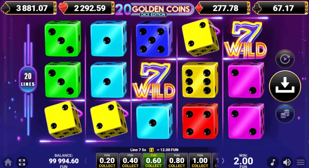 20 Golden Dice slot features and rtp