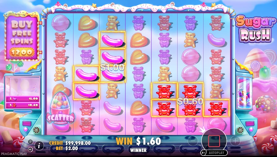 Sugar Rush slot game screenshot