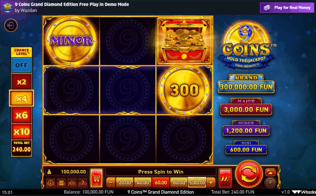 9 Coins Grand Diamond Edition slot game screenshot
