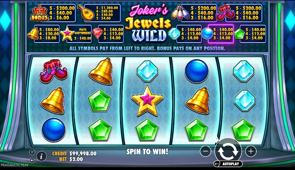 Joker’s Jewels Wild slot game screenshot
