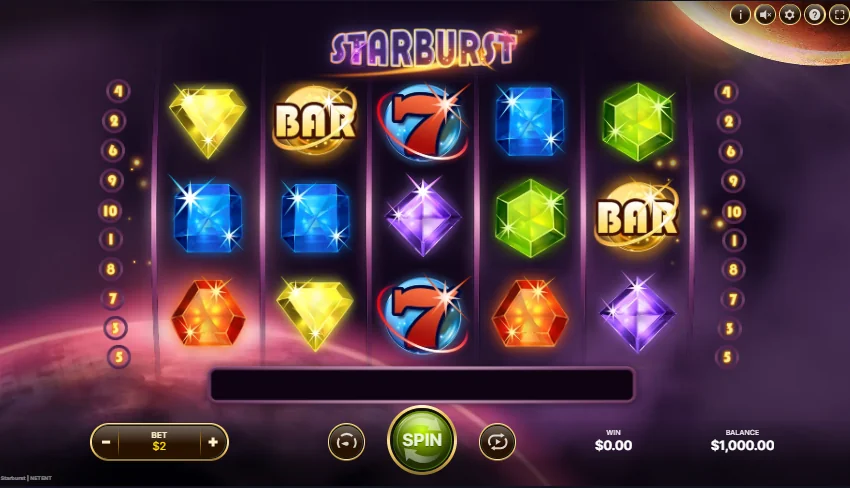 Starburst slot game screenshot