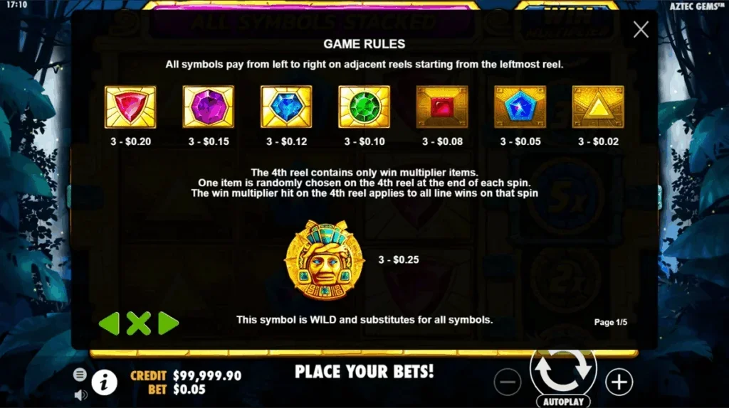 how to play Aztec Gems slot game