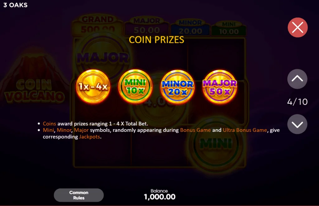 how to play Coin Volcano slot game