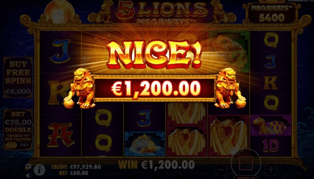 5 Lions Megaways slot features and rtp
