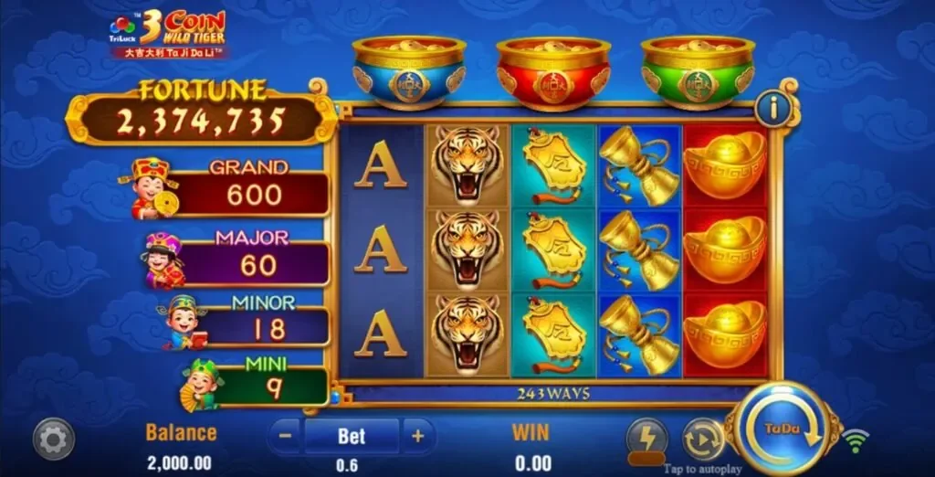 3 Coin Wild Tiger slot game screenshot