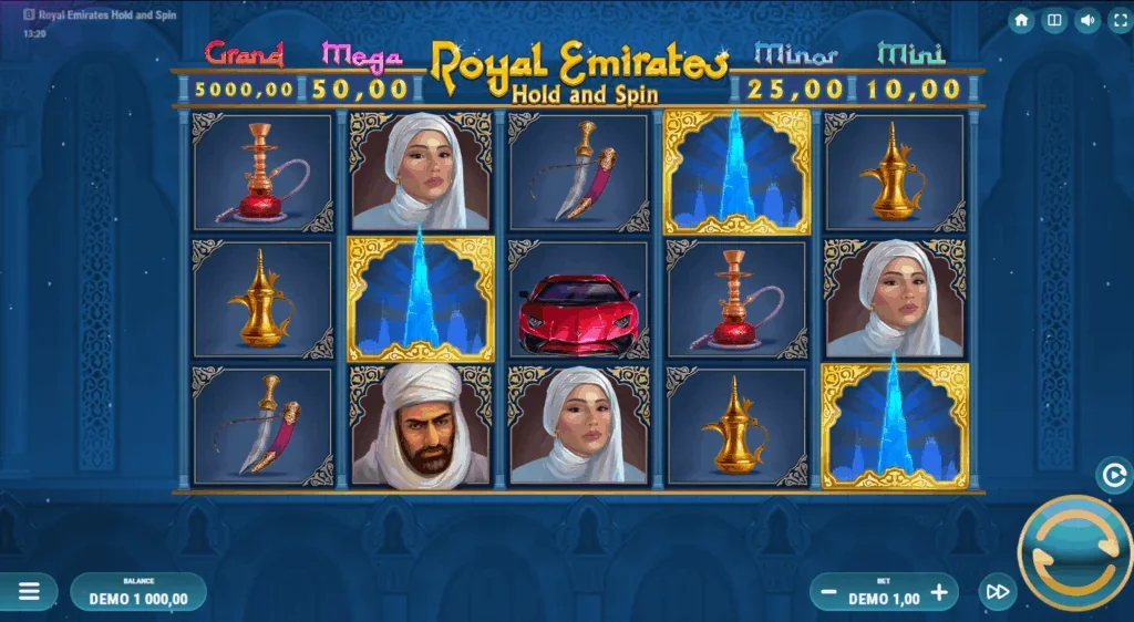 Royal Emirates Hold and Spin demo gameplay how to play