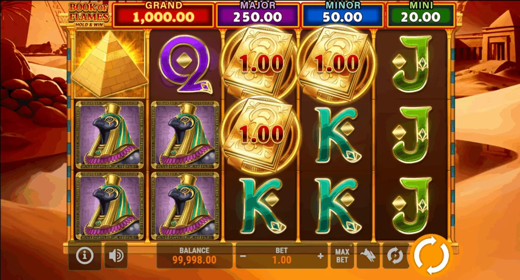 Book of Flames: Hold & Win demo gameplay how to play
