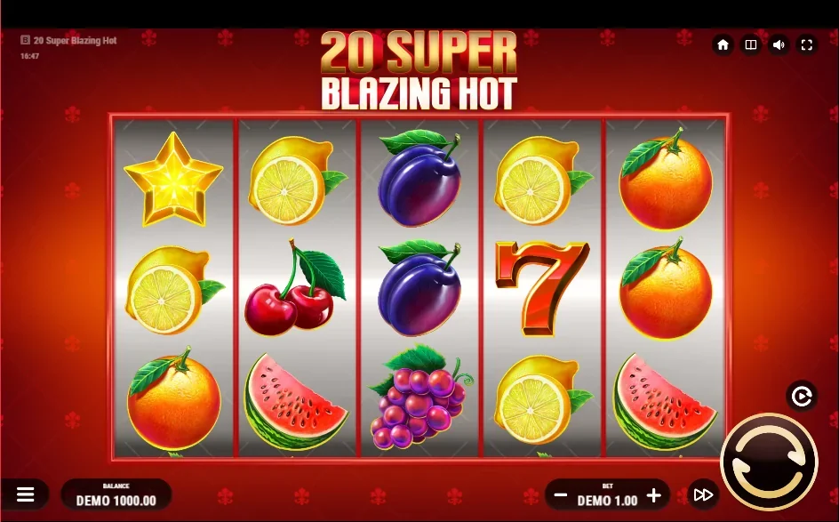 20 Super Blazing Hot slot game screenshot