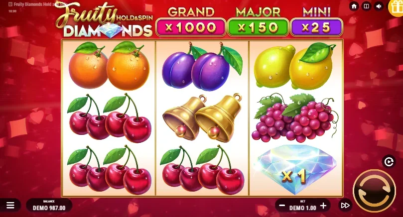 Fruity Diamonds Hold and Spin slot game