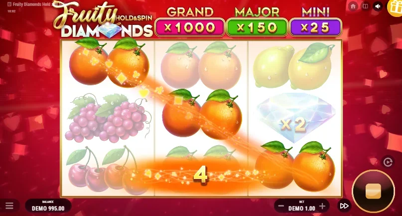 Fruity Diamonds Hold and Spin slot features and rtp