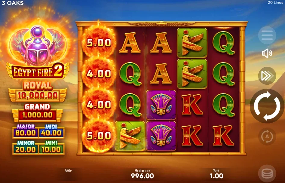 Egypt Fire 2 slot features and rtp