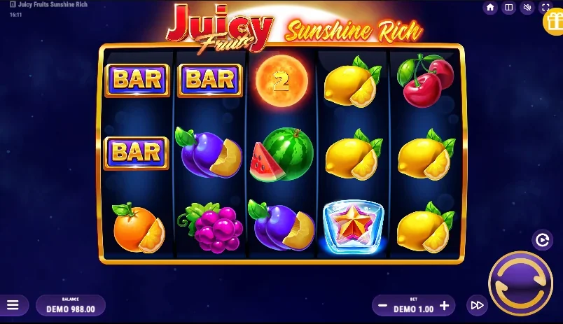 Juicy Fruits Sunshine Rich demo gameplay how to play