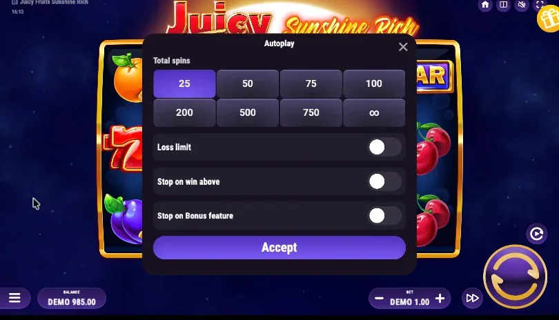 Juicy Fruits Sunshine Rich slot game