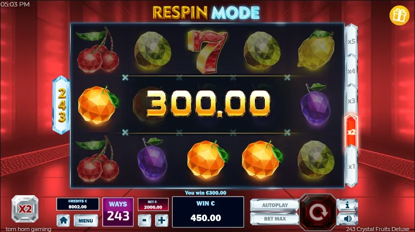 243 Crystal Fruits Deluxe slot features and rtp