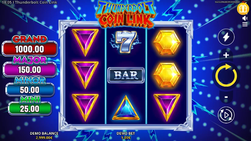 Thunderbolt Coin Link: Running Wins slot game screenshot