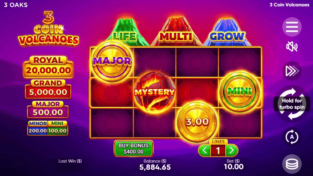 3 Coin Volcanoes demo gameplay how to play