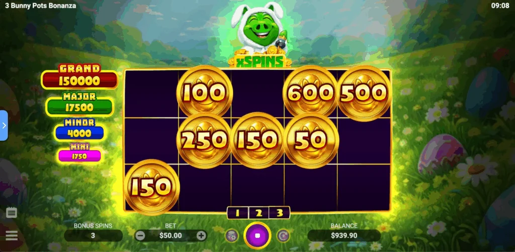 3 Bunny Pots Bonanza slot game screenshot