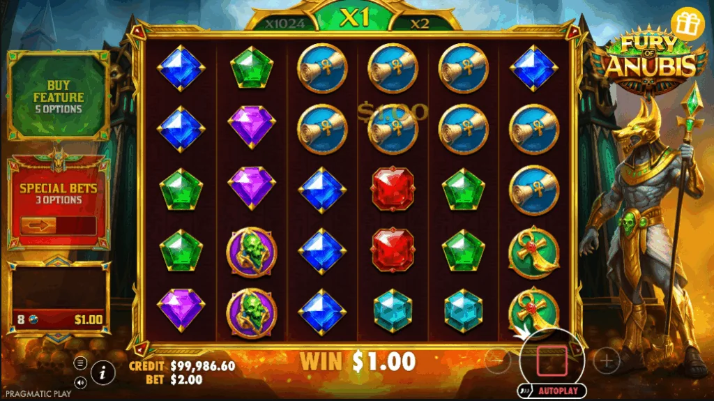 Fury of Anubisc slot features and rtp