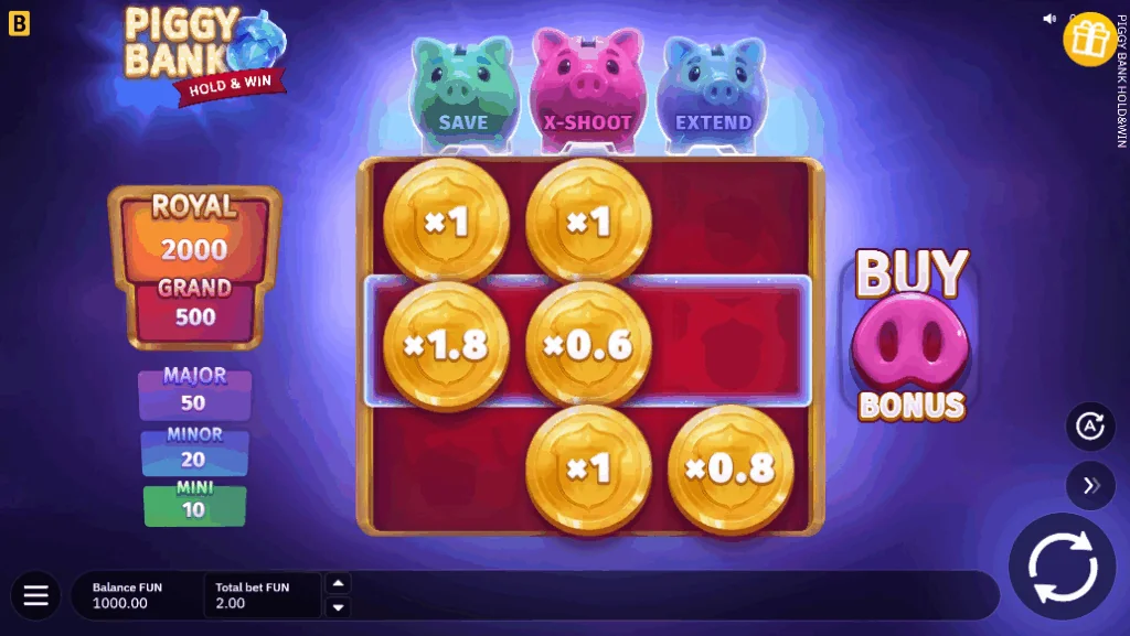 Piggy Bank Hold & Win demo gameplay